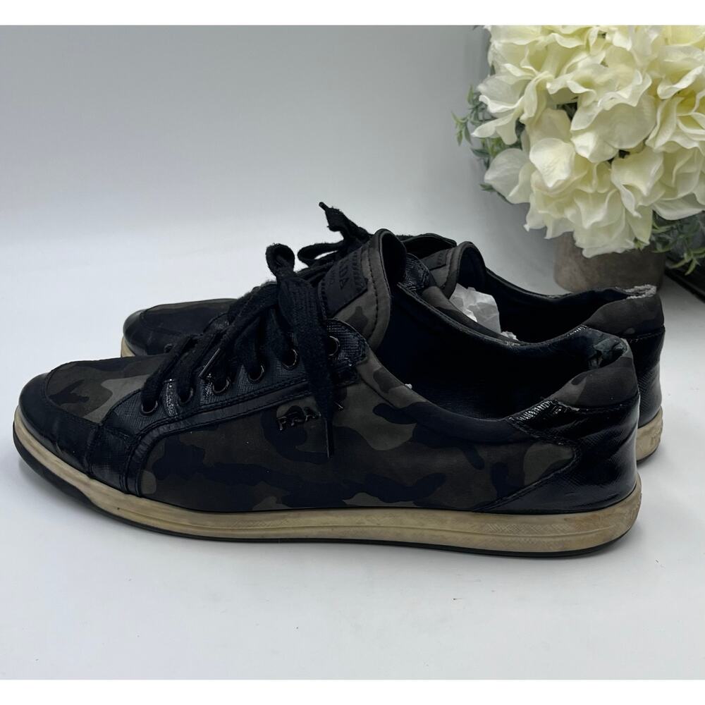 Prada Mens Green Black Gray Leather Accent Camo Trainers Sneakers Sz 41/M8/W9.5 - Picture 4 of 12